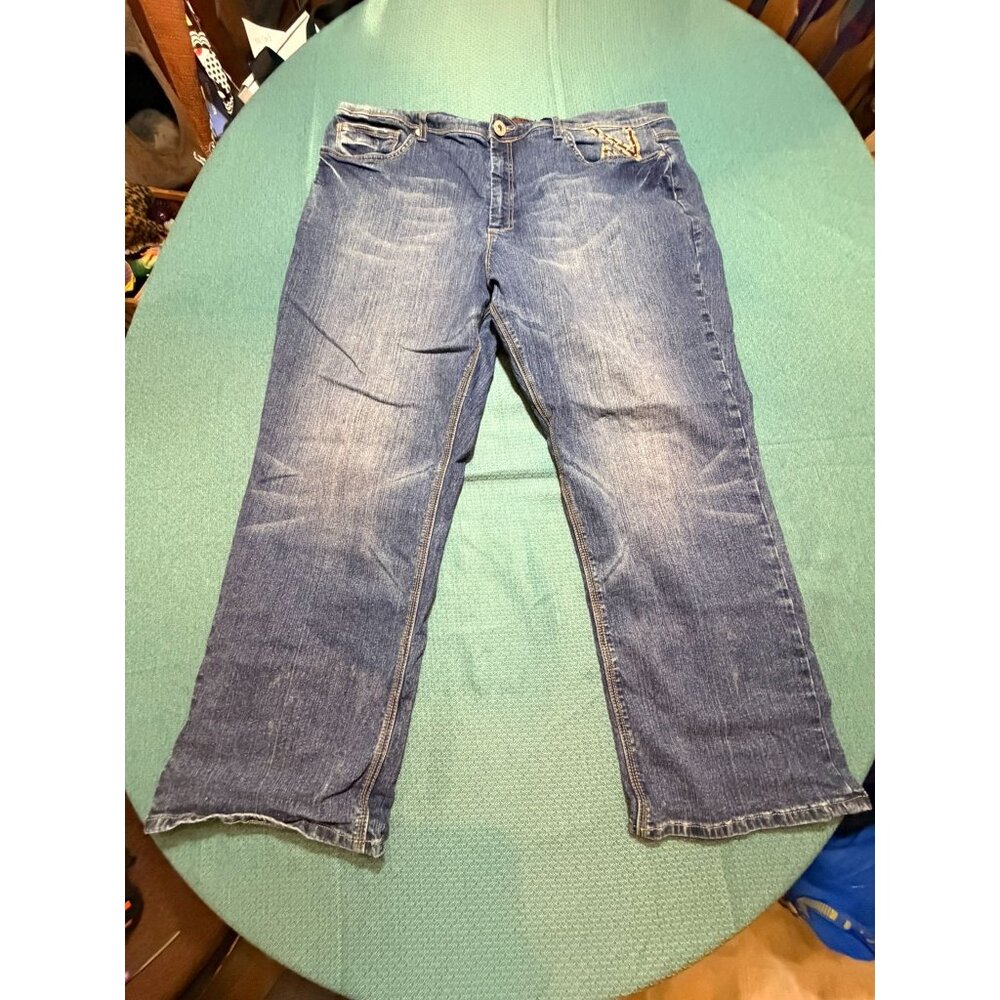 Vanilla Star Womens Distressed Blue Denim Jeans With Embellished Back Pockets